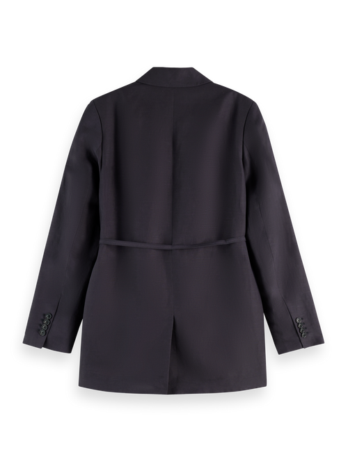 Double Breasted Belted Drapey Blazer