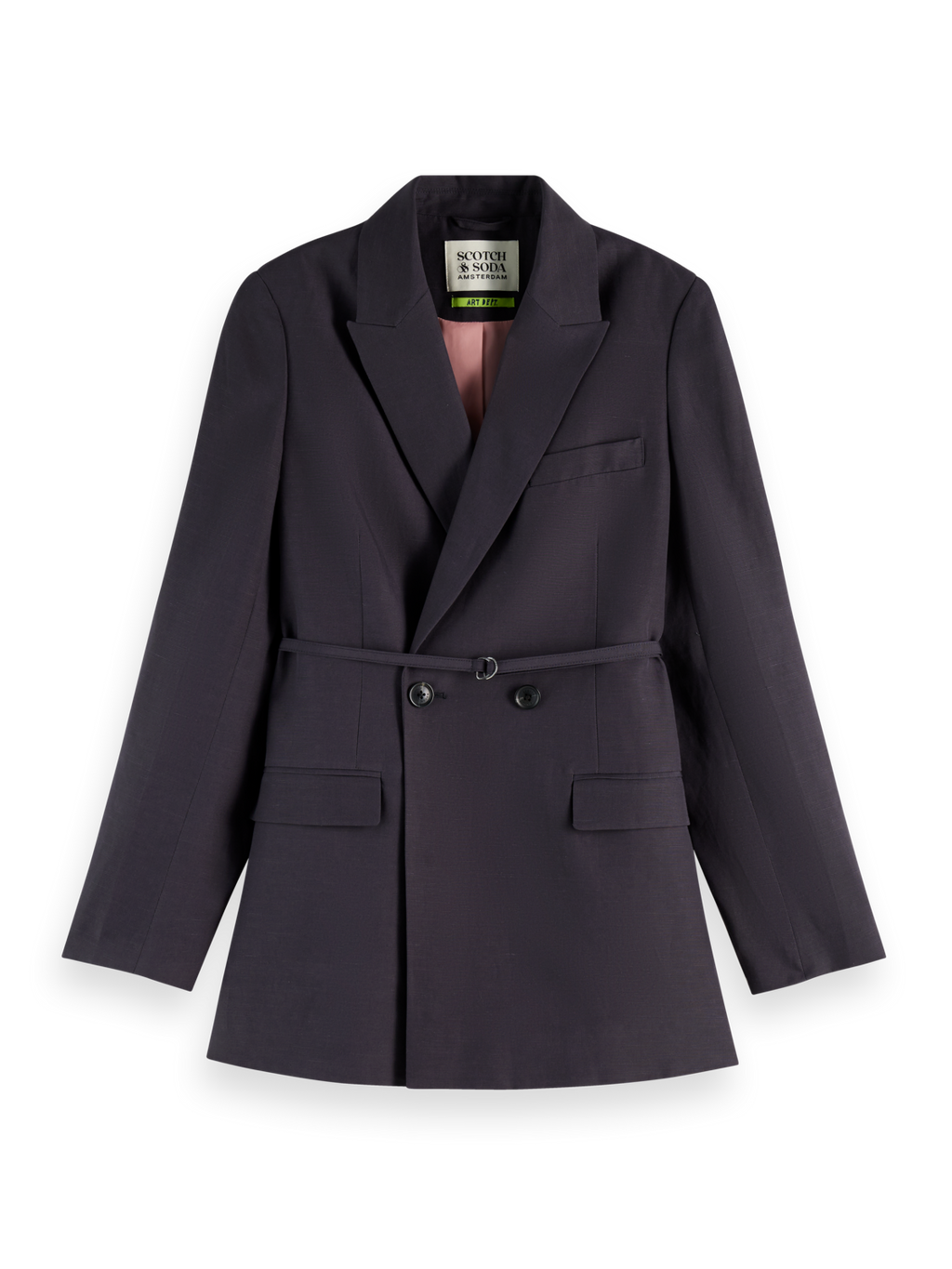 Double Breasted Belted Drapey Blazer