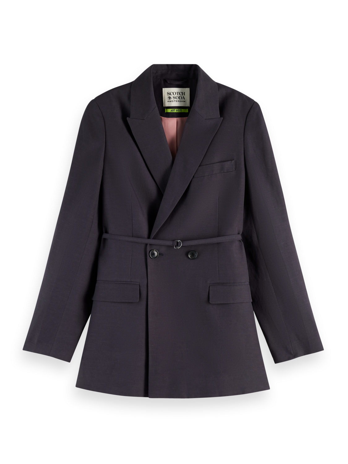 Double Breasted Belted Drapey Blazer