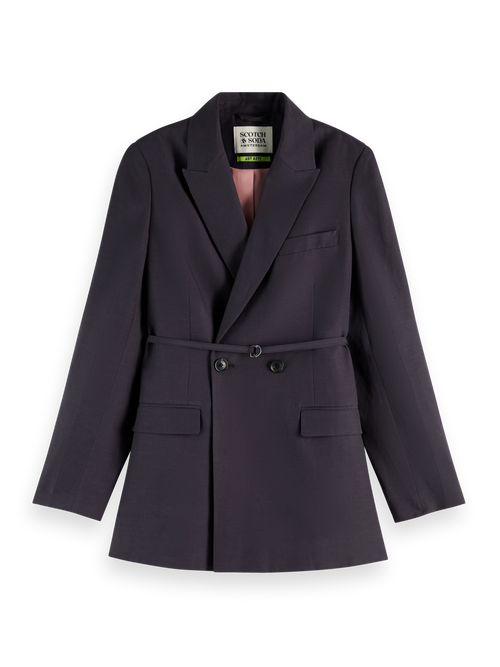 Double Breasted Belted Drapey Blazer