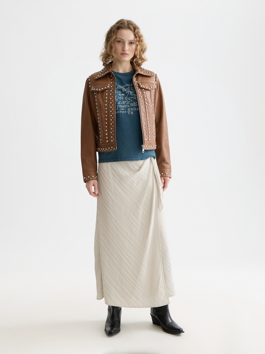 Studded Leather Trucker Jacket