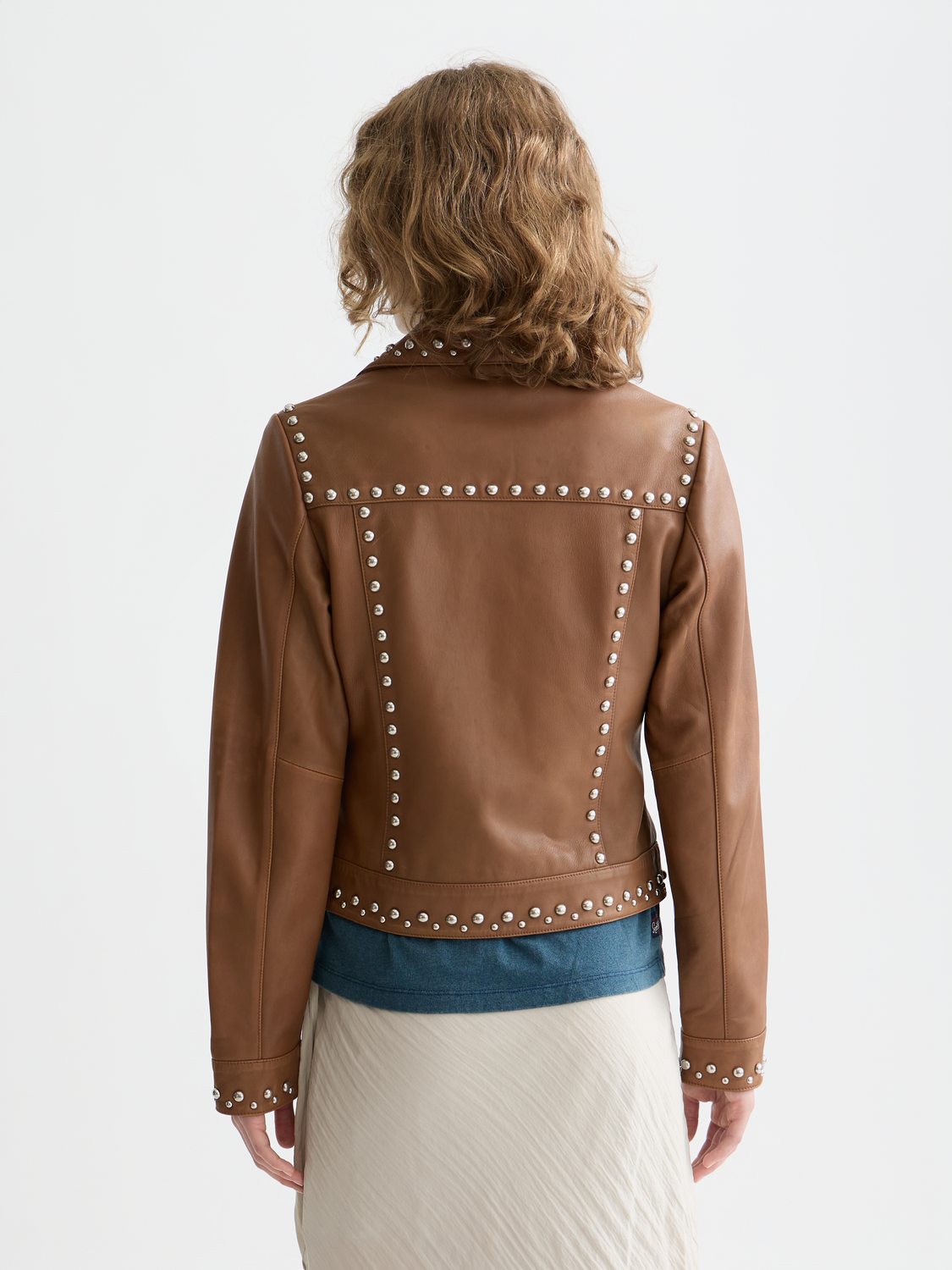 Studded Leather Trucker Jacket