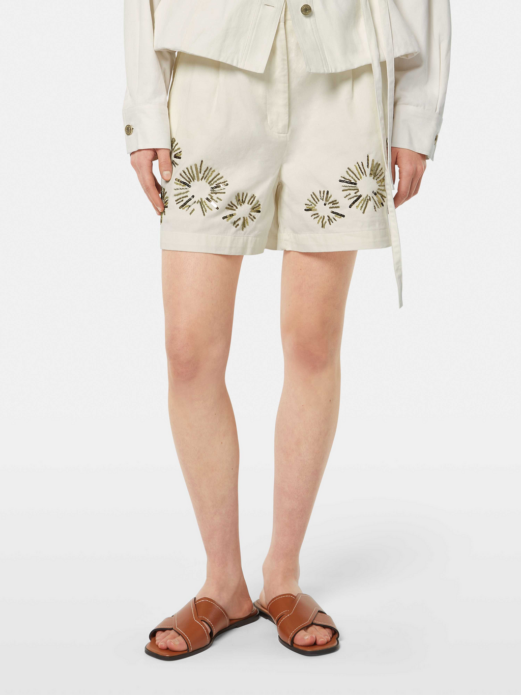 Embellished High Rise Shorts