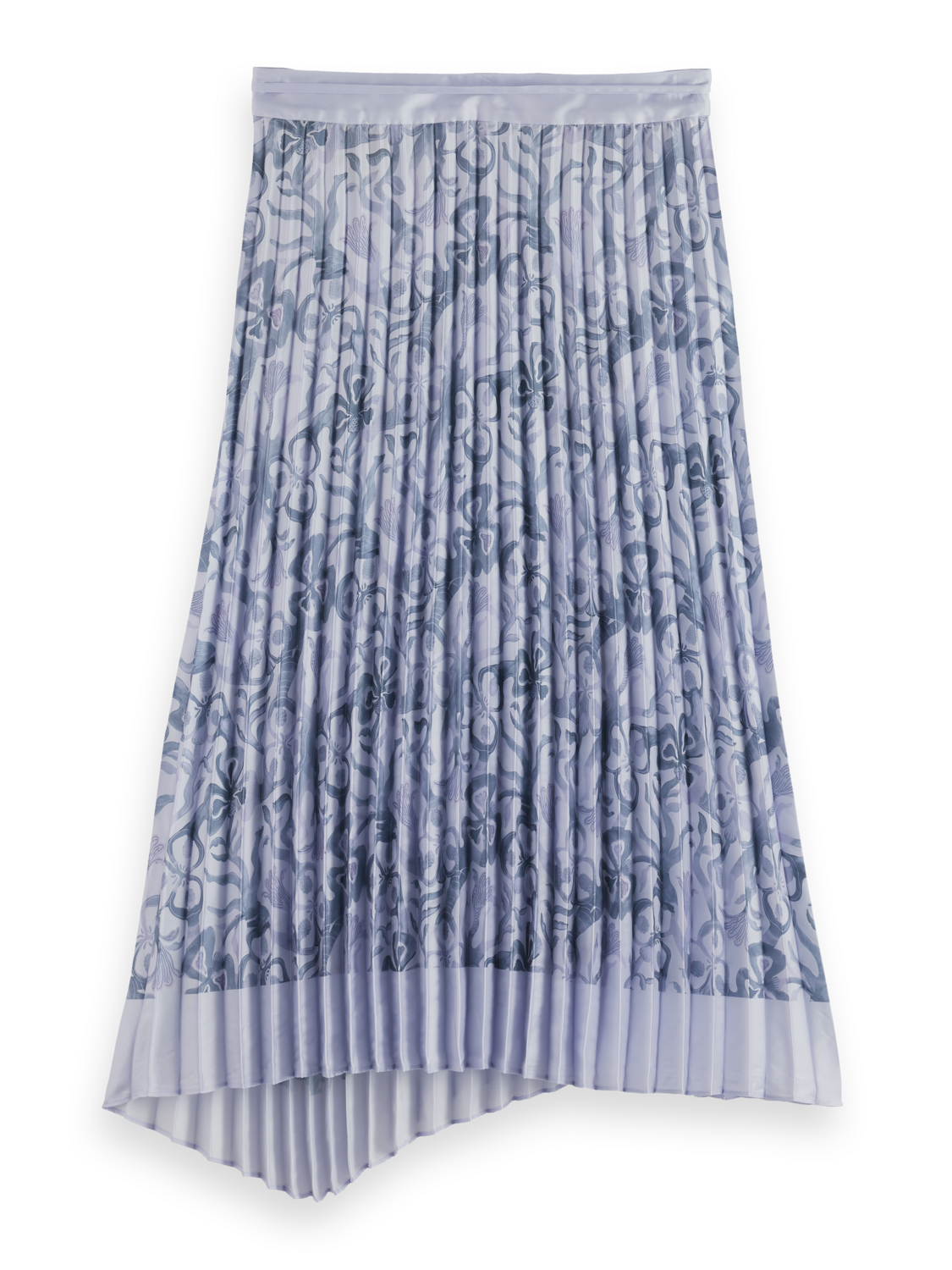 Asymmetrical pleated wrap midi skirt