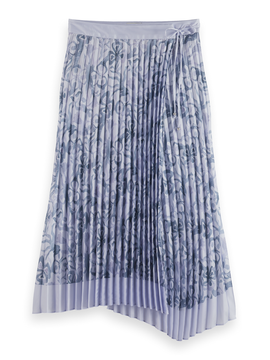 Asymmetrical pleated wrap midi skirt