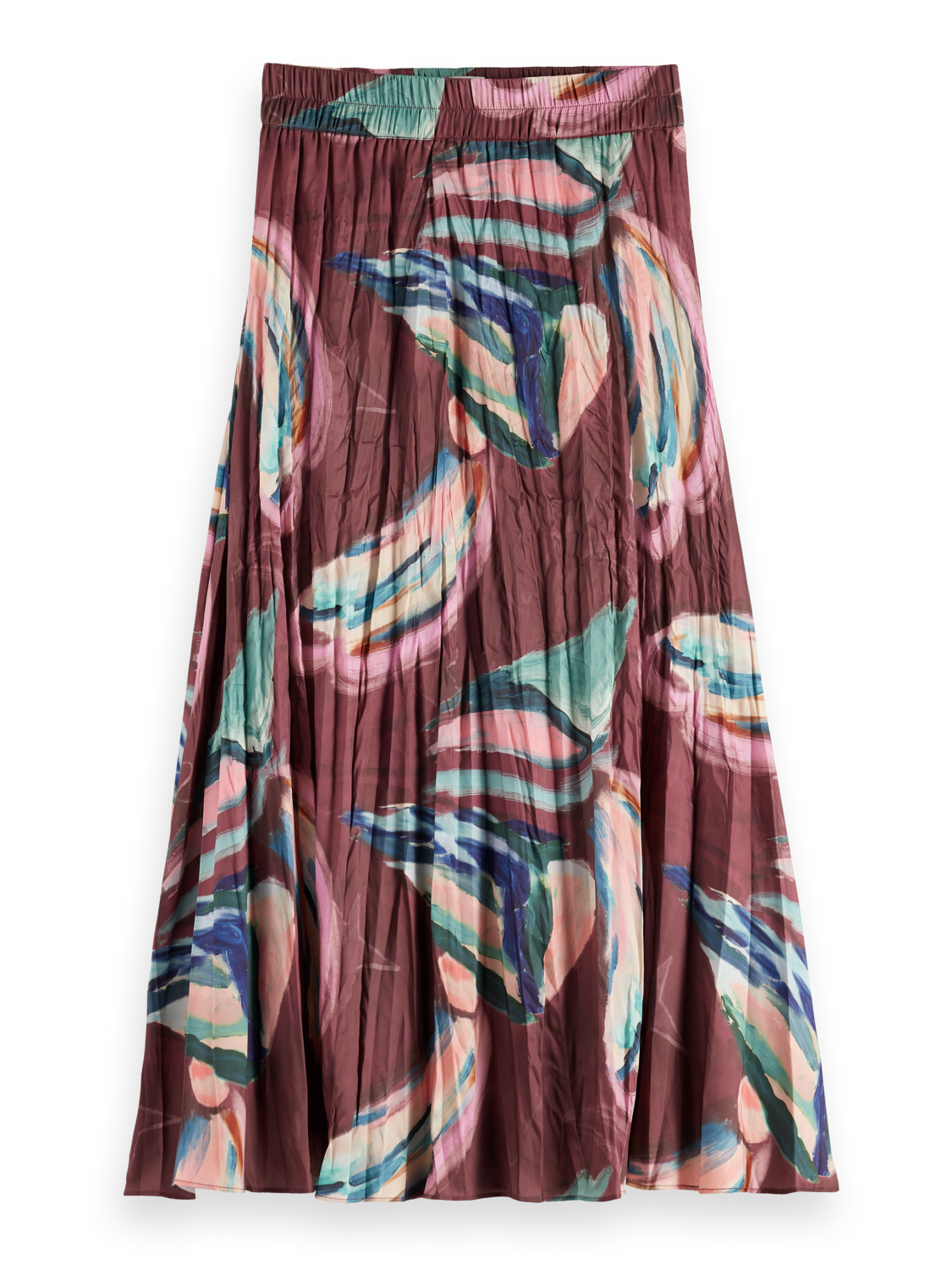 Crinkle pleat midi skirt