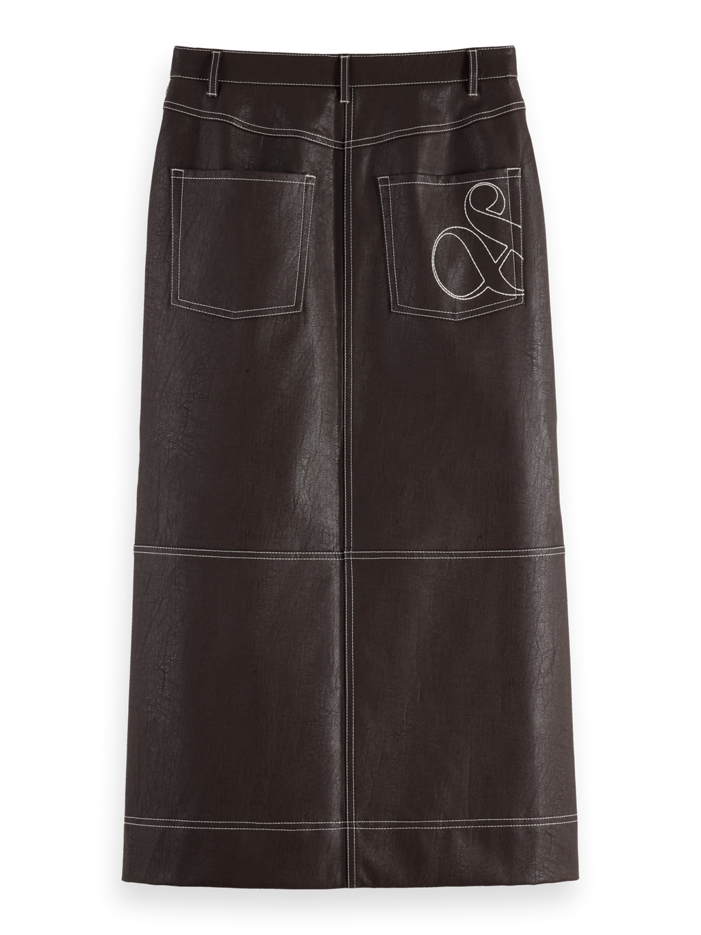 Faux Leather midi skirt with front slit