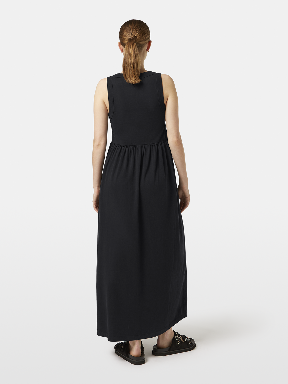 black jersey tank dress Women's Turtleneck Midi Dress, Stretch Fabric, Day to Night Versatile, Machine Washable, Black, Size L, Deep Pockets, Flattering Fit, Ripley Rader