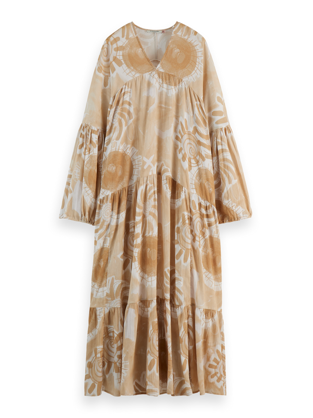 Abstract Sun Printed Crinkle Maxi Dress