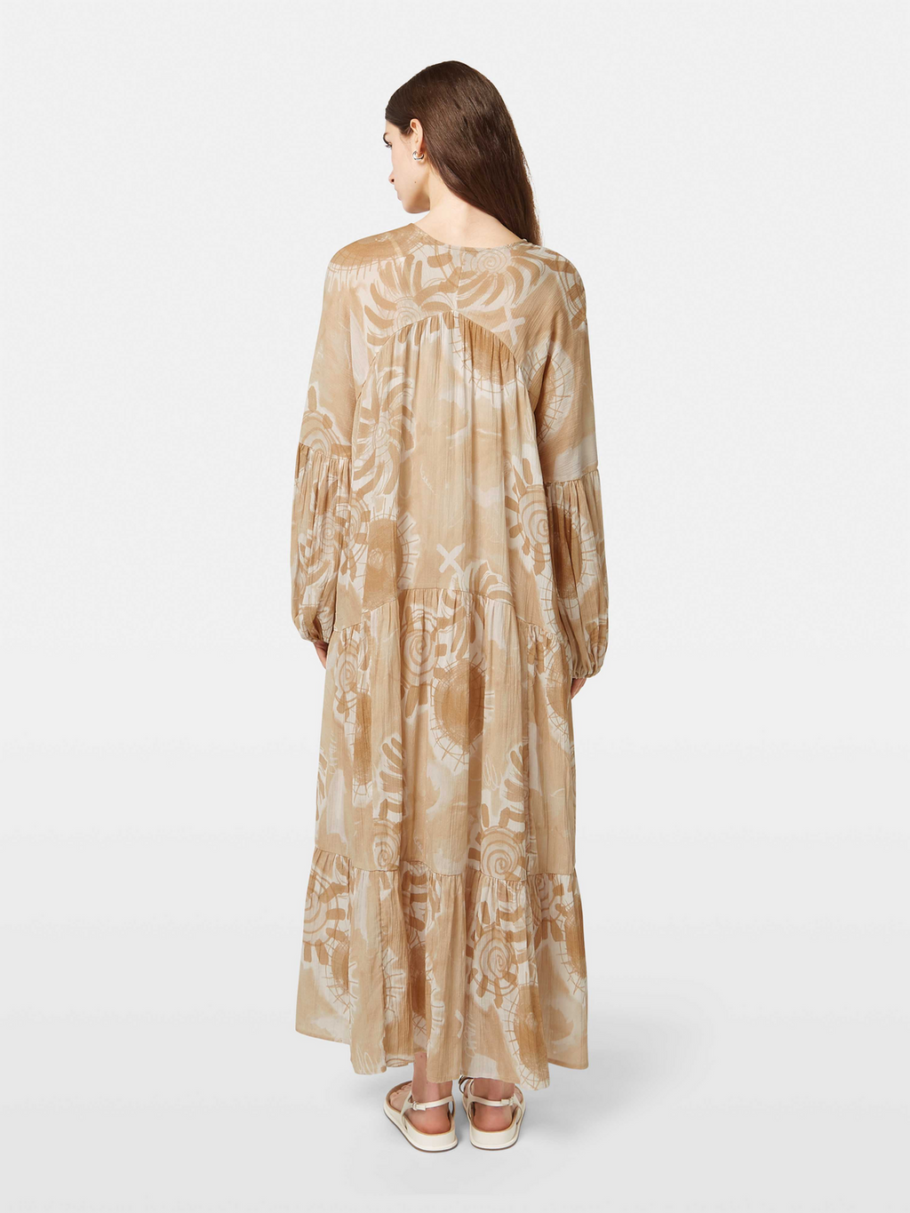 Abstract Sun Printed Crinkle Maxi Dress