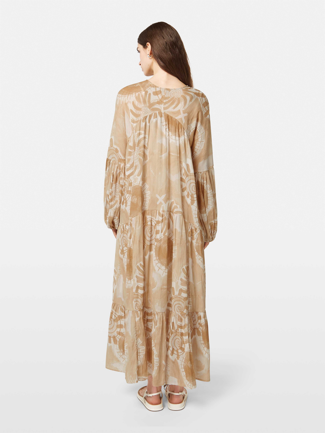 Abstract Sun Printed Crinkle Maxi Dress