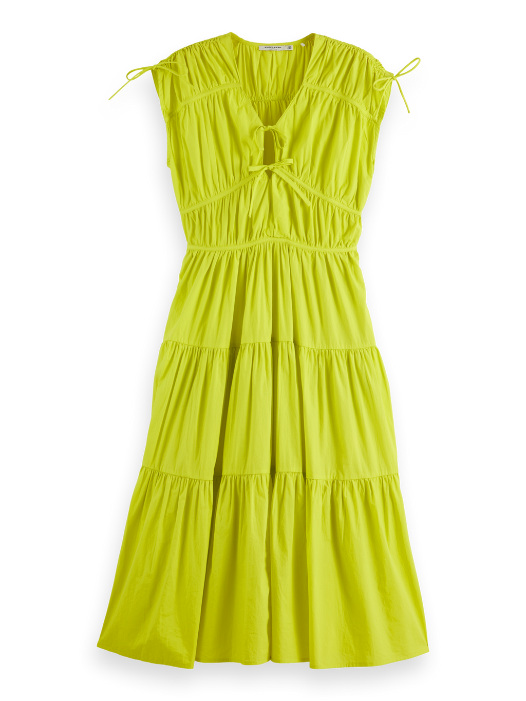 Tiered Poplin Midi Dress