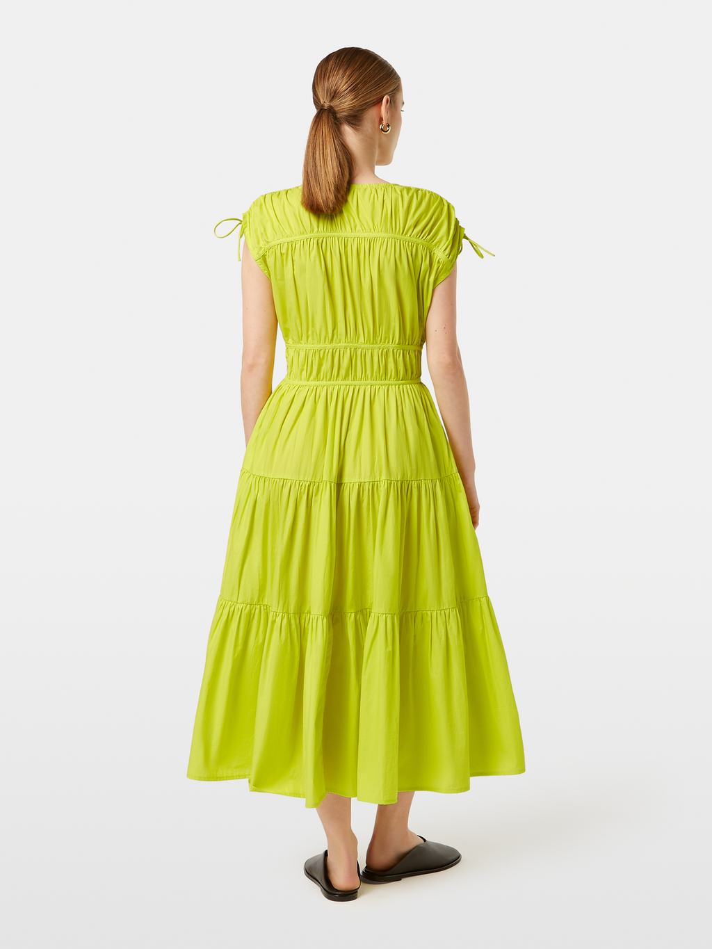 Tiered Poplin Midi Dress