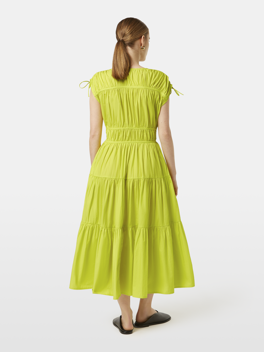 Tiered Poplin Midi Dress