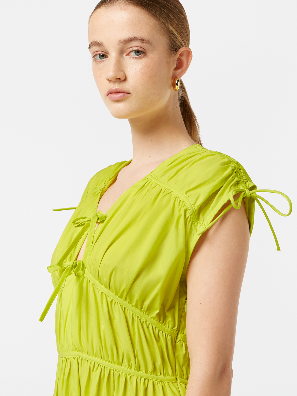 Tiered Poplin Midi Dress