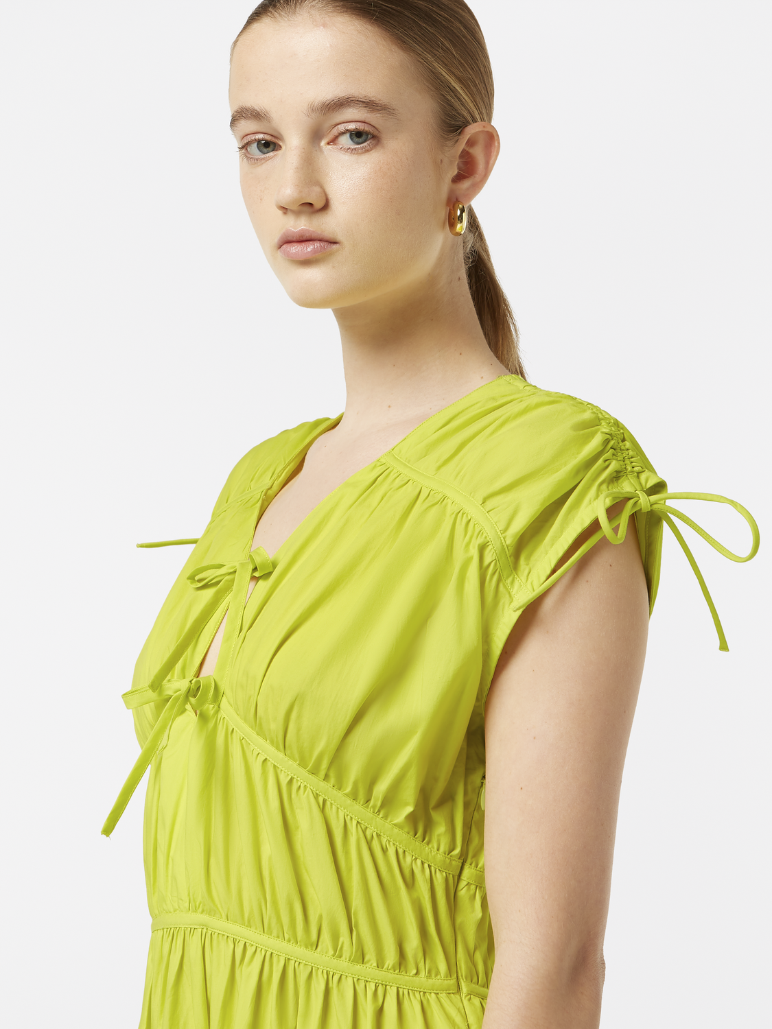 Tiered Poplin Midi Dress