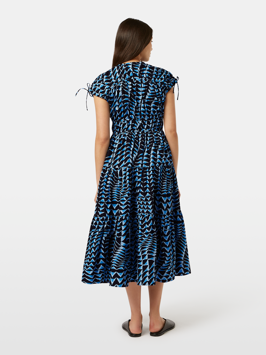 Tiered Poplin Midi Dress