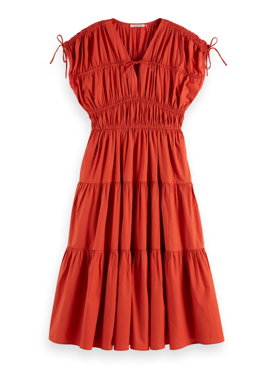 Gathered Midi Dress With Tied Details