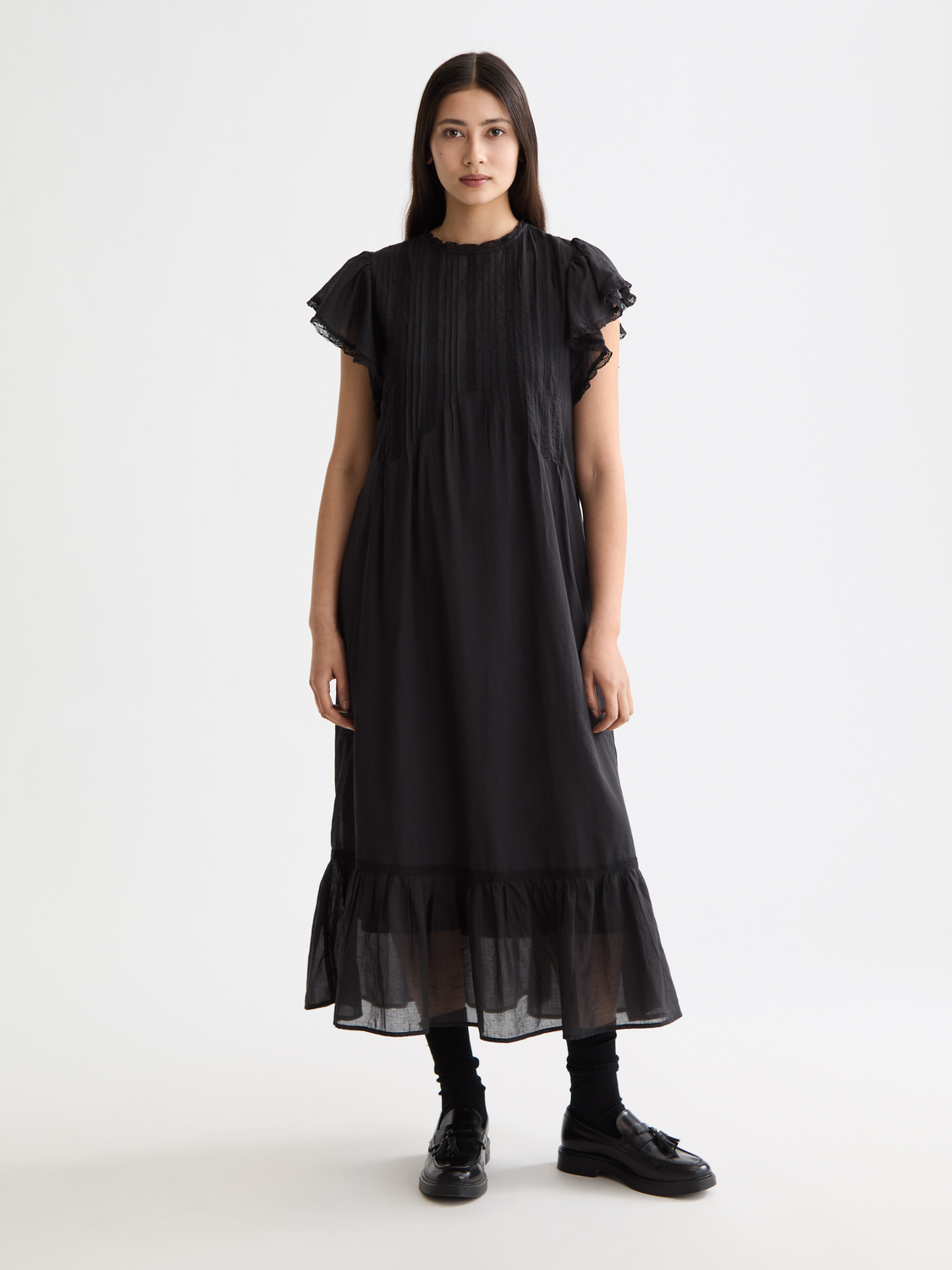 Maxi Dress With Pleated Lace Details – Scotch & Soda