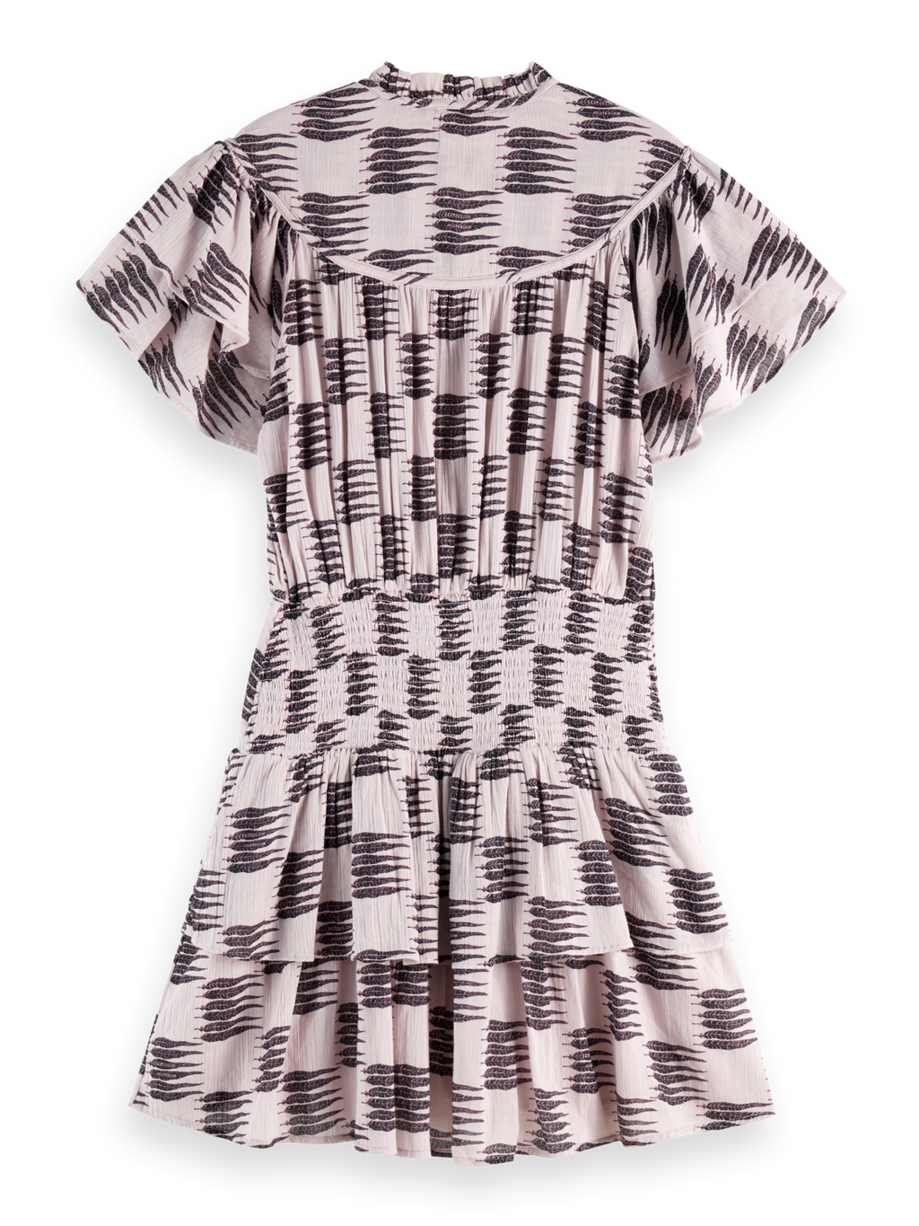 Ruffled Mini Dress With Gathered Waist