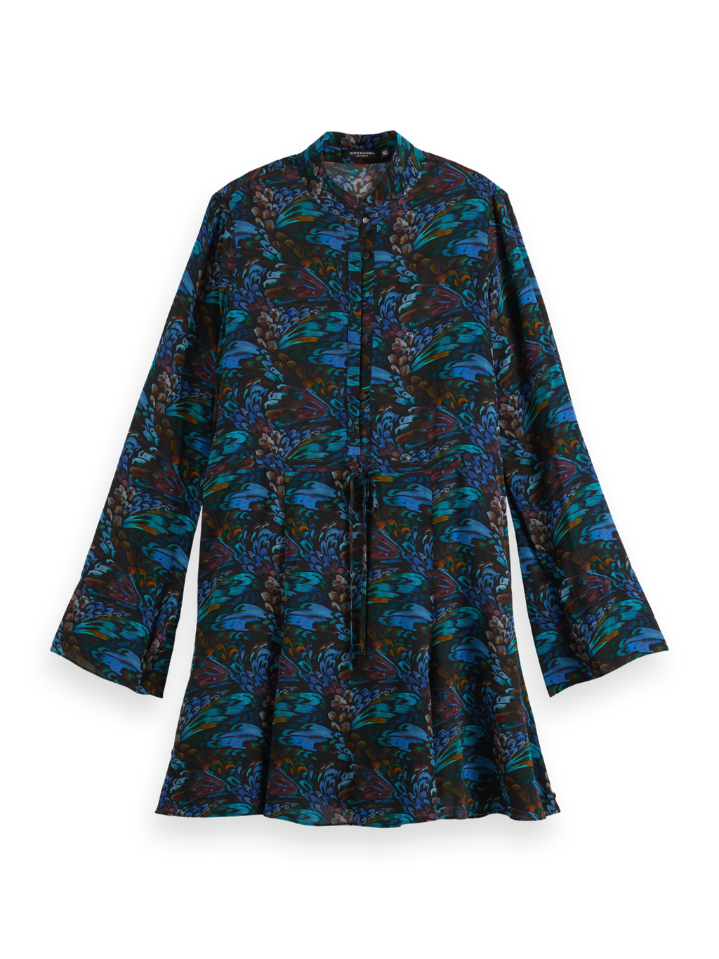 Printed long sleeve mini dress