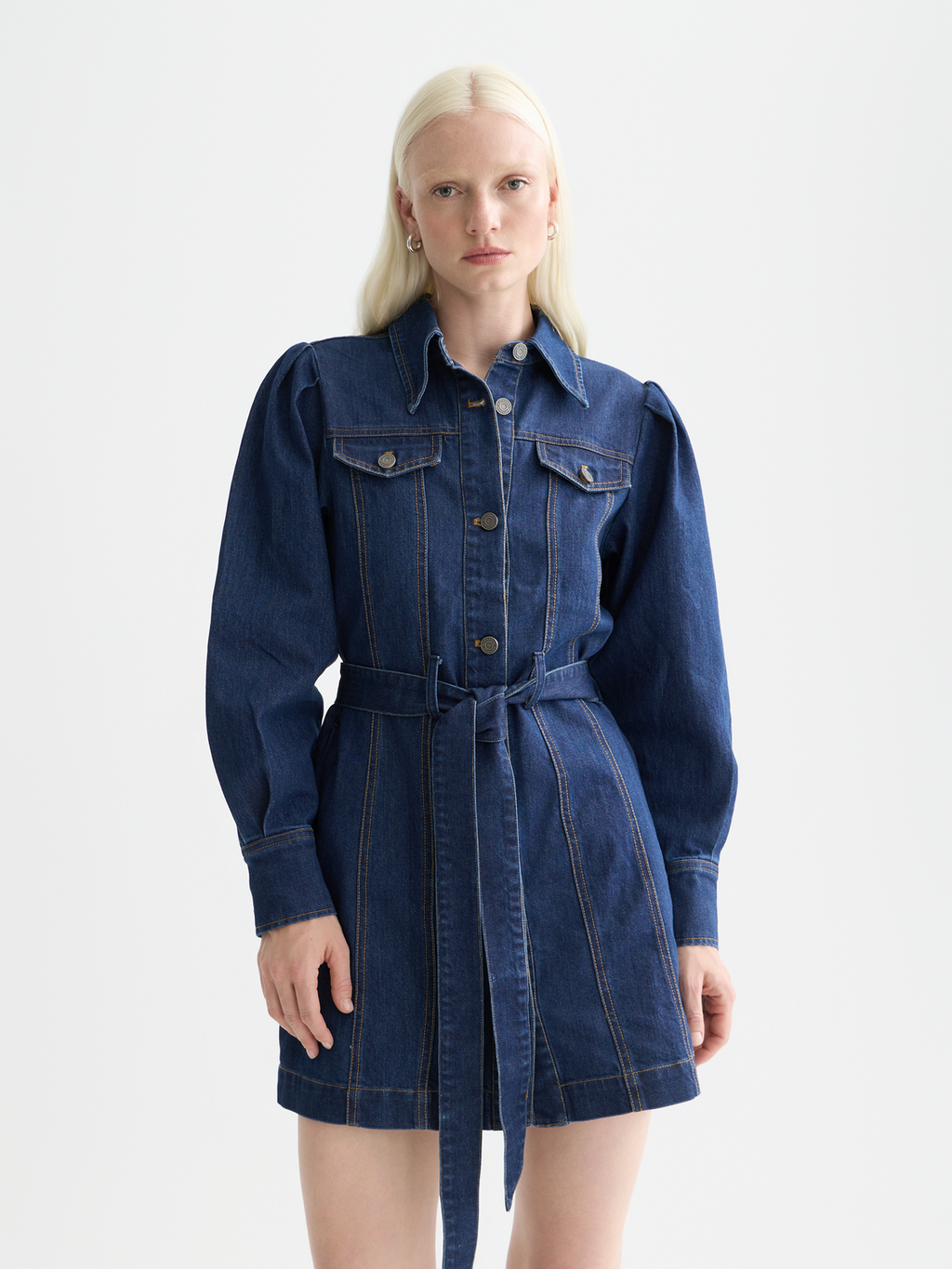 Fitted Denim Western Mini Dress