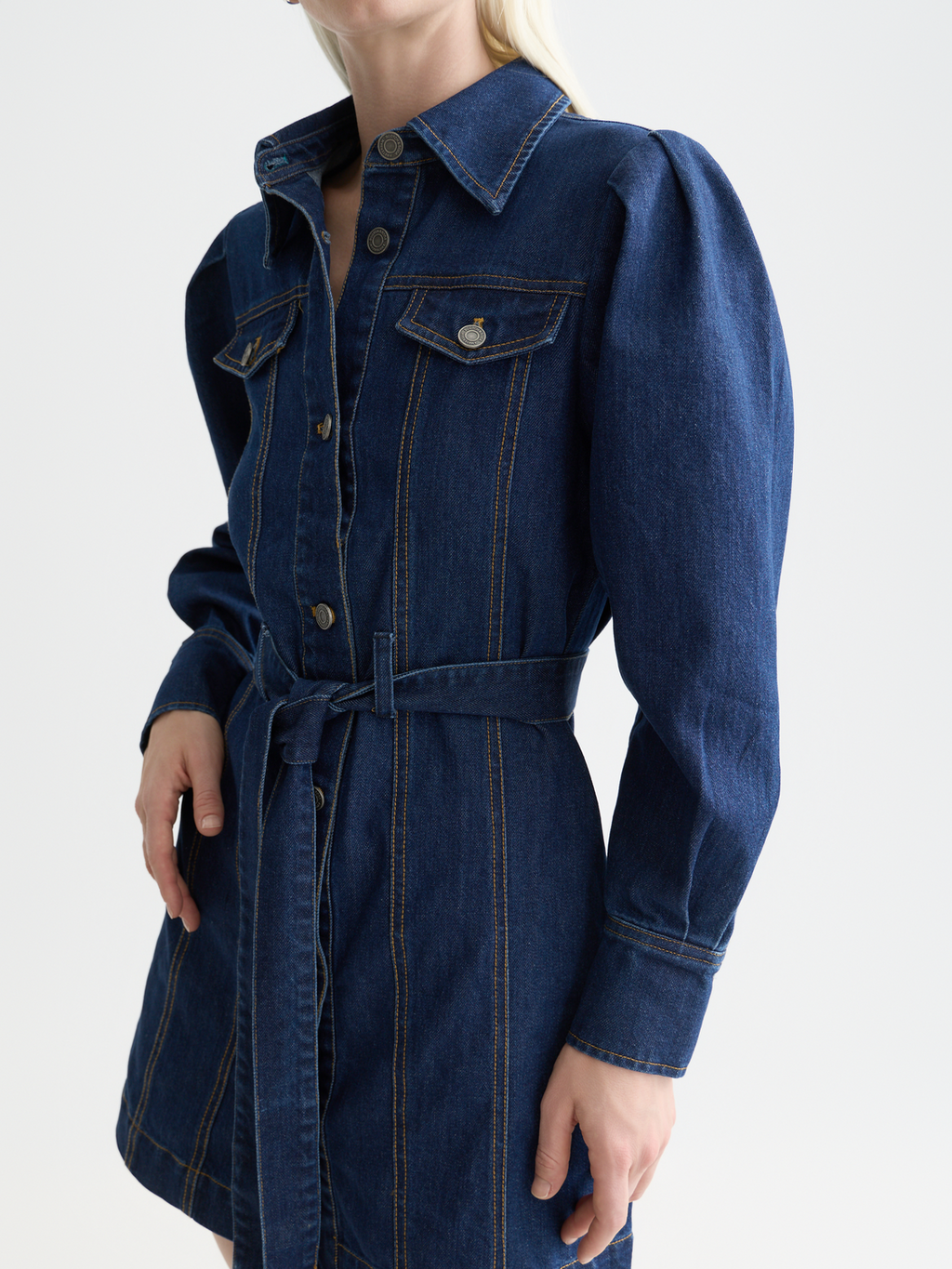 Fitted Denim Western Mini Dress