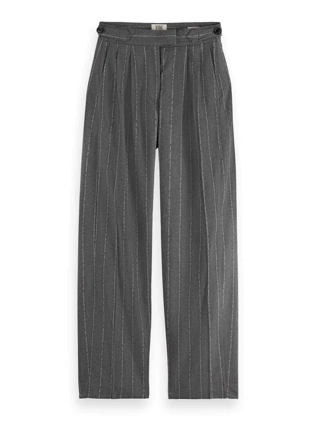 Quinn pinstripe mid-rise pleat front wide leg pant