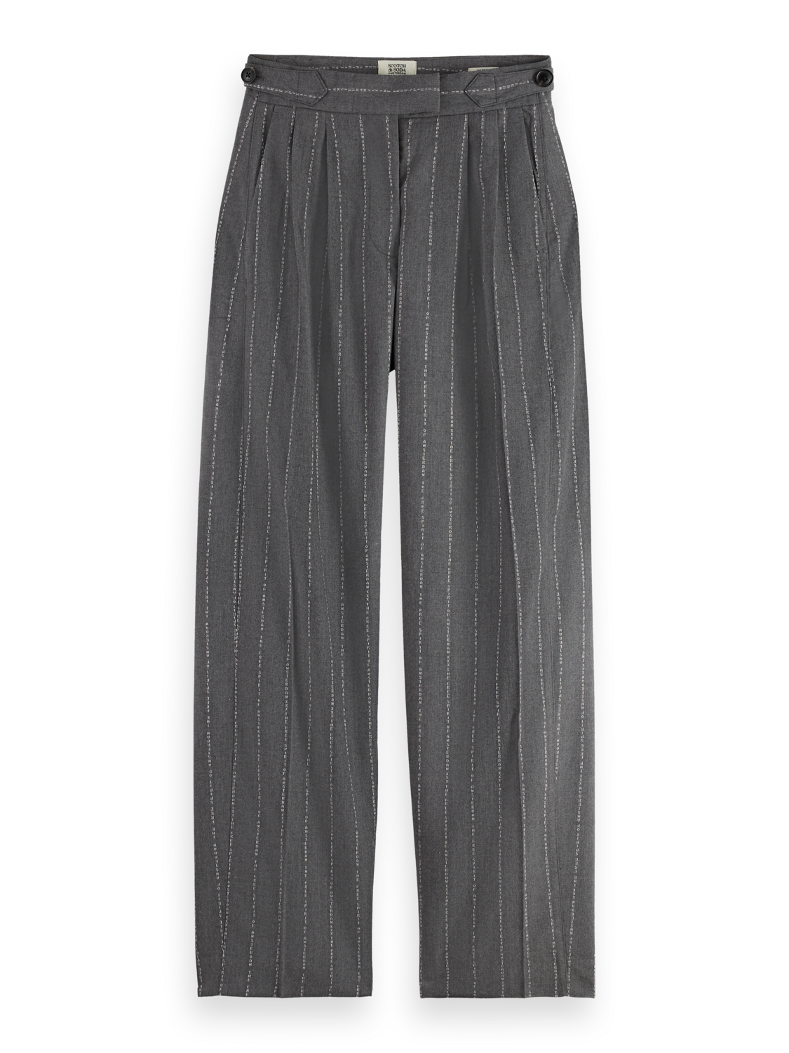 Quinn pinstripe mid-rise pleat front wide leg pant