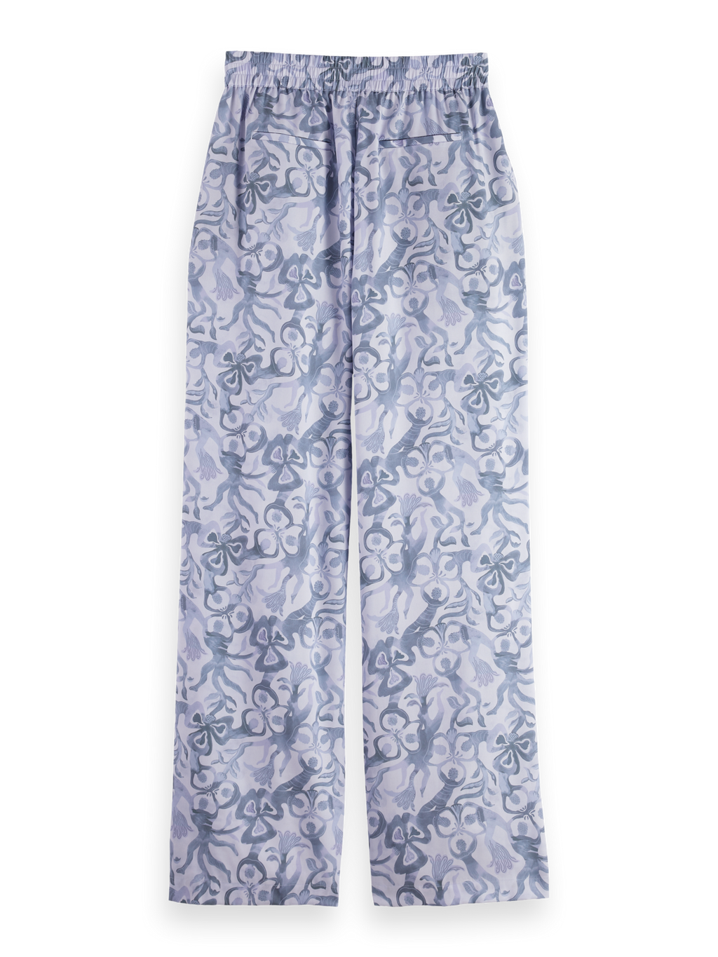 Gia - Mid rise wide leg elasticated trousers in block print