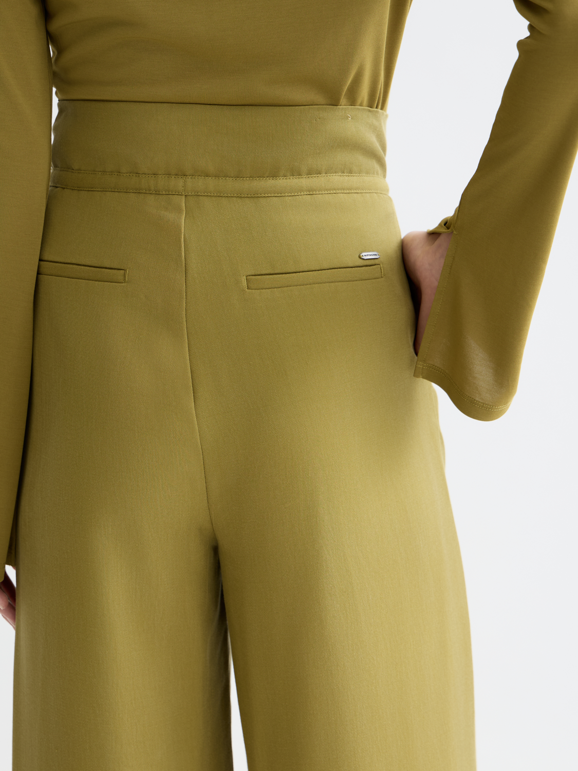 June - High Rise Wide Leg Twill Paperbag Pants