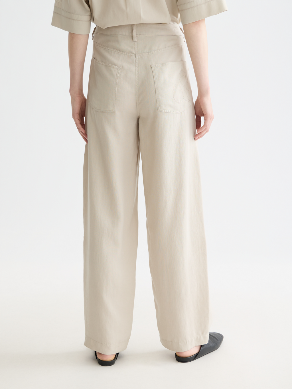 Lotus - High Rise Barrel Leg Twill Pants