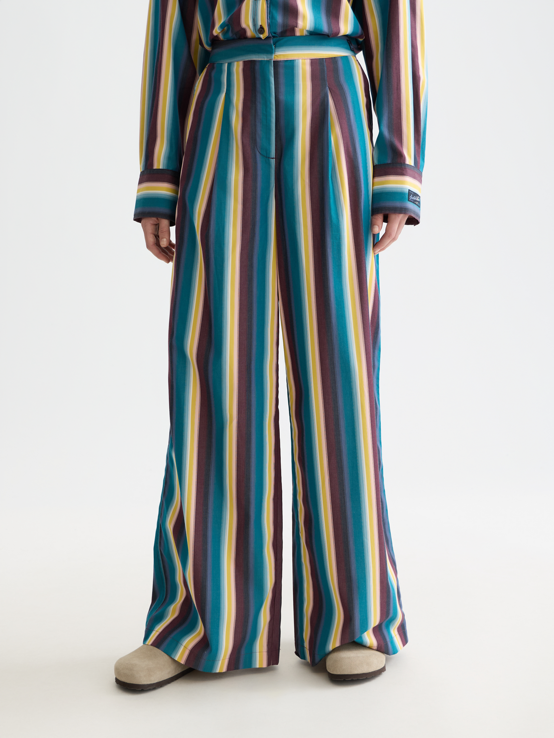 Eleni - High Rise Wide Leg Striped Pants