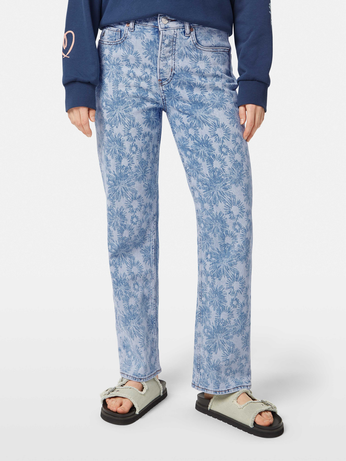 Sky High Rise Straight Jeans | Abstract Floral