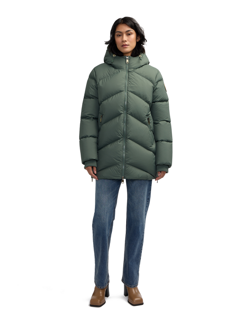 Fallon Boxy Inverted Chevron Quilted Puffer
