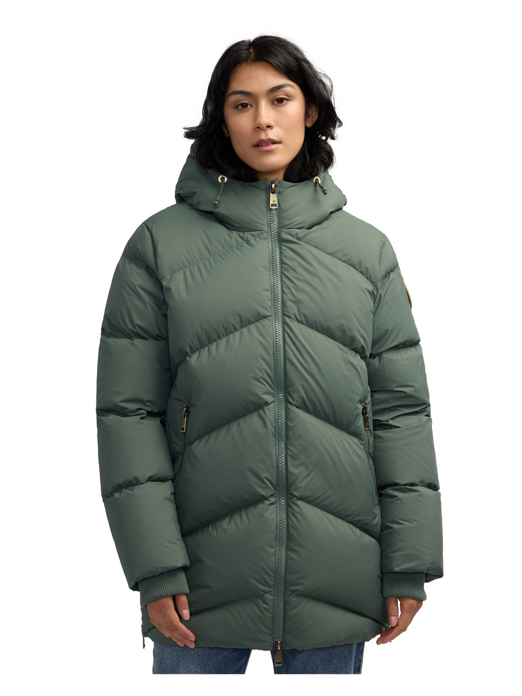 Fallon Boxy Inverted Chevron Quilted Puffer