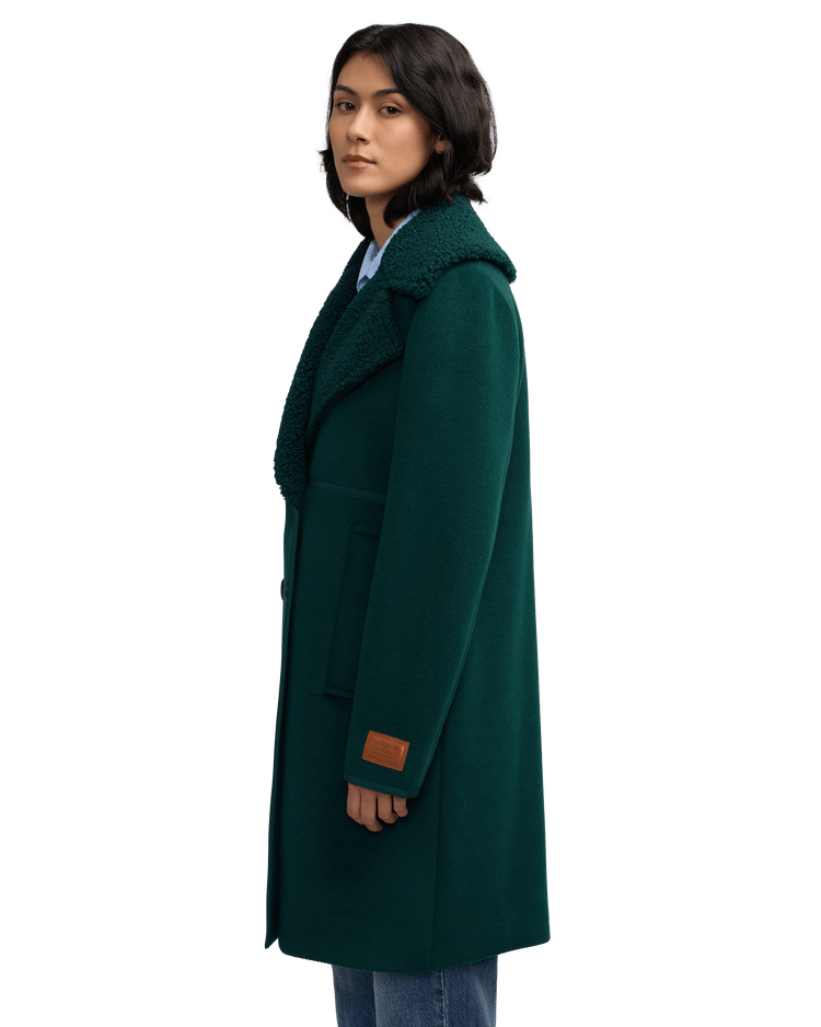 Runa Double Face Sherpa Collar Double Breasted Peacoat