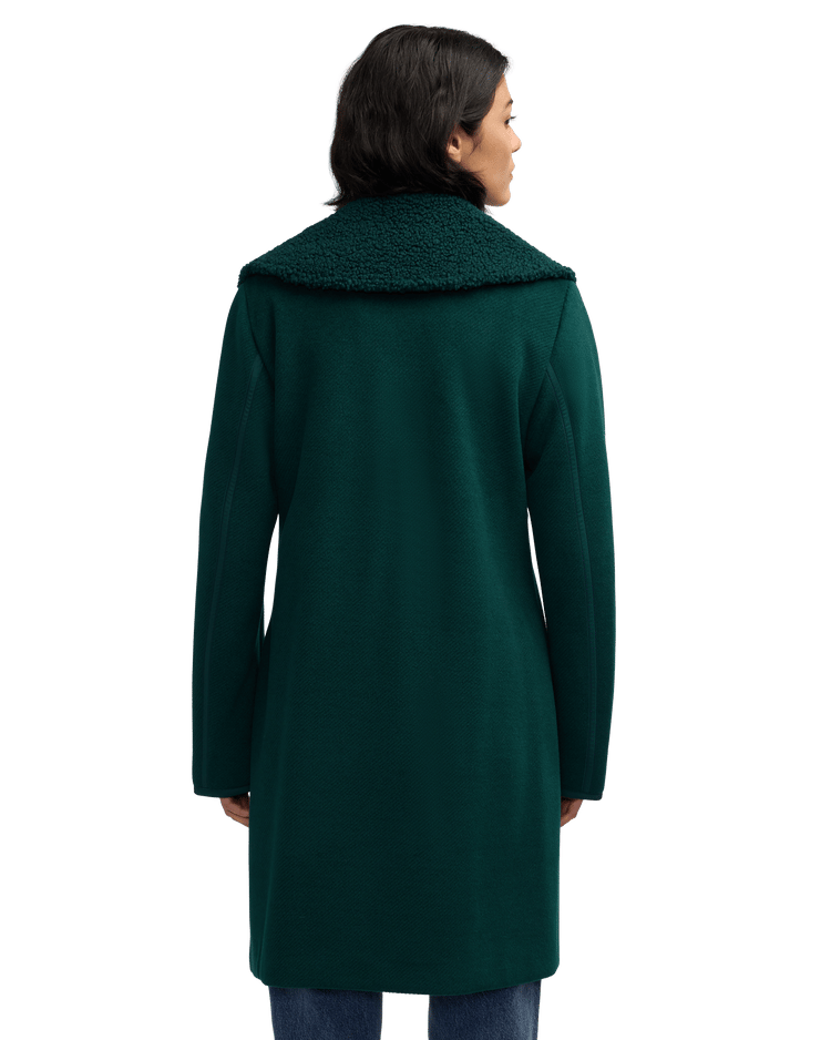 Runa Double Face Sherpa Collar Double Breasted Peacoat