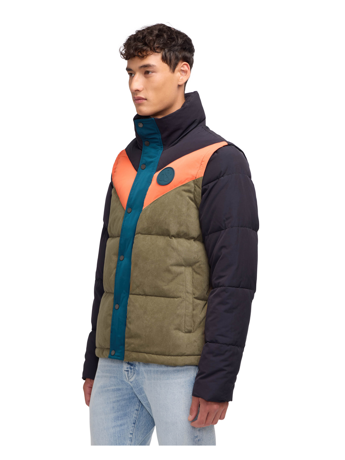 Nelleke Mixed Media Puffer With Removable Sleeves
