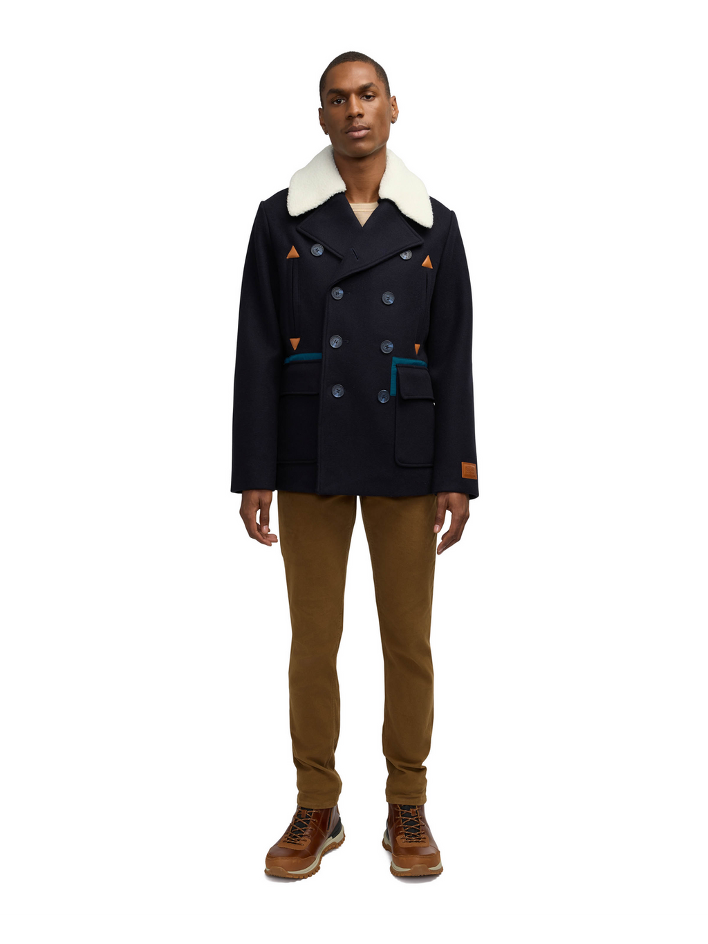 Izak Peacoat With Contrast Detail And Removable Collar