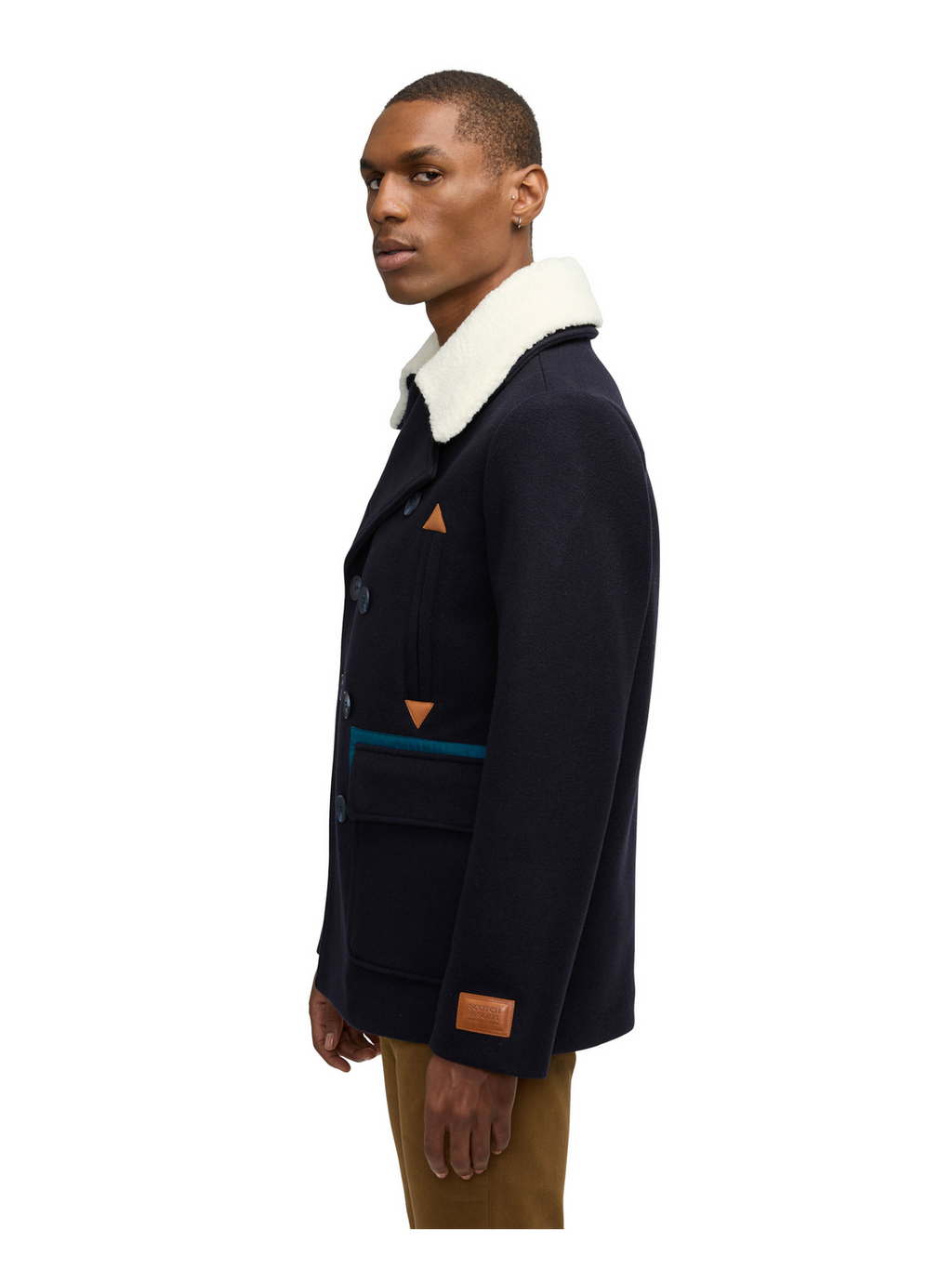 Izak Peacoat With Contrast Detail And Removable Collar