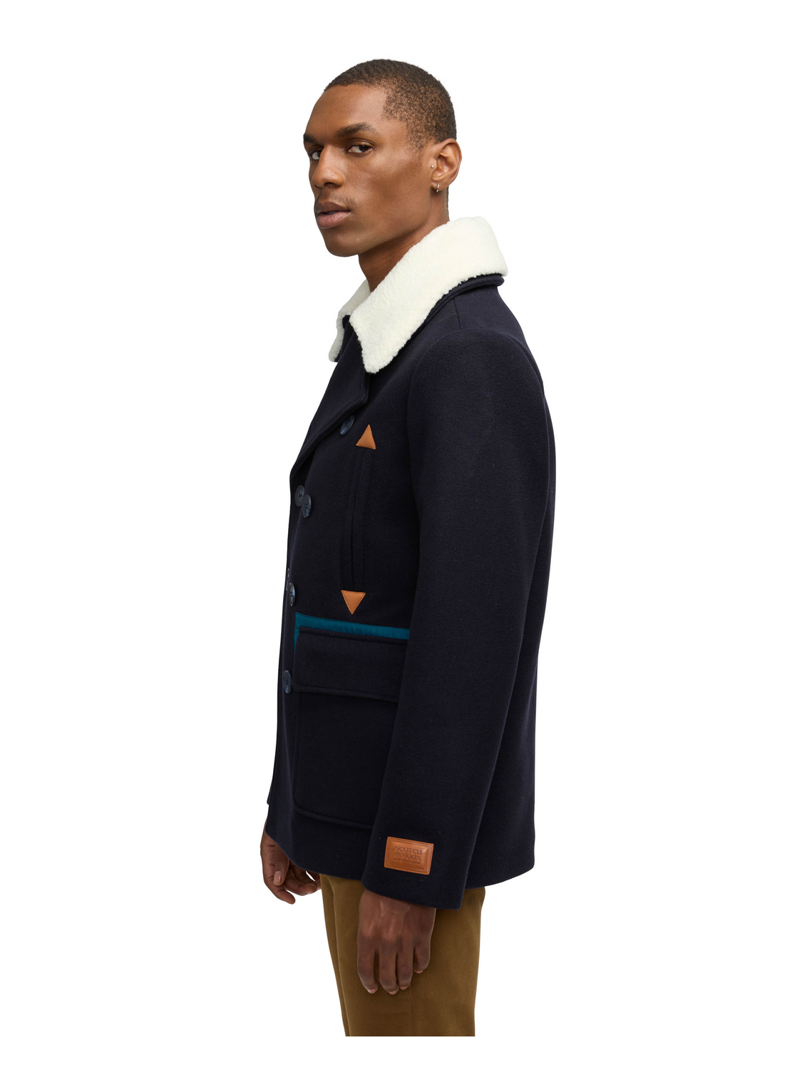 Izak Peacoat With Contrast Detail And Removable Collar