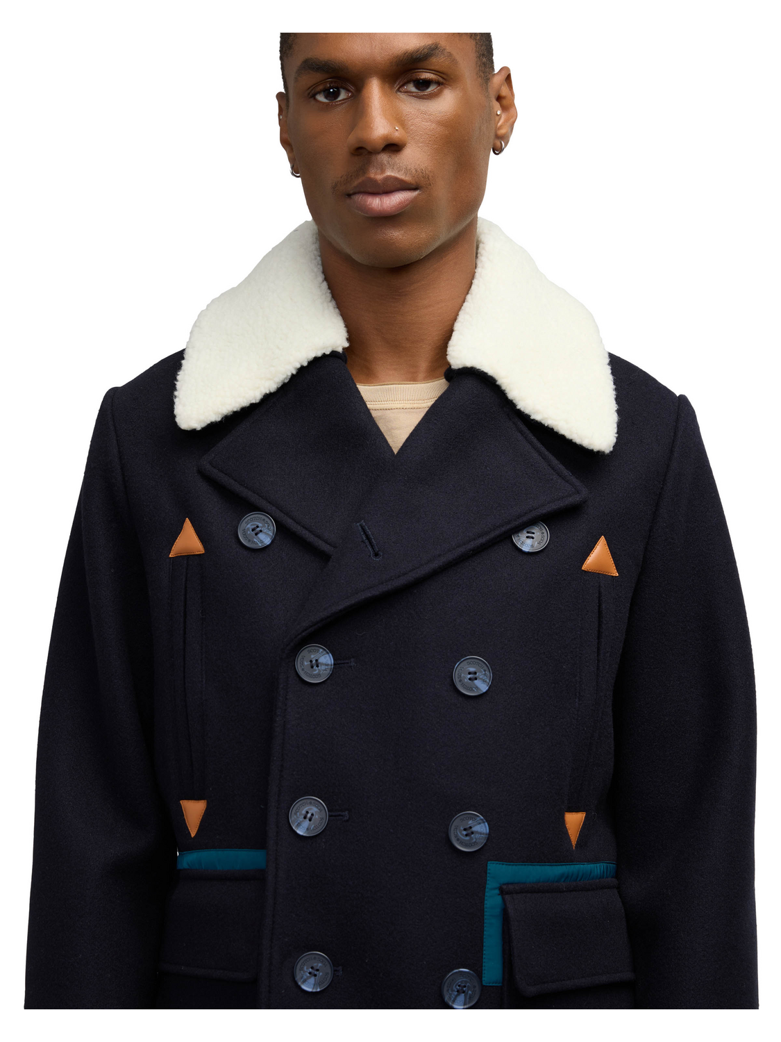 Izak Peacoat With Contrast Detail And Removable Collar