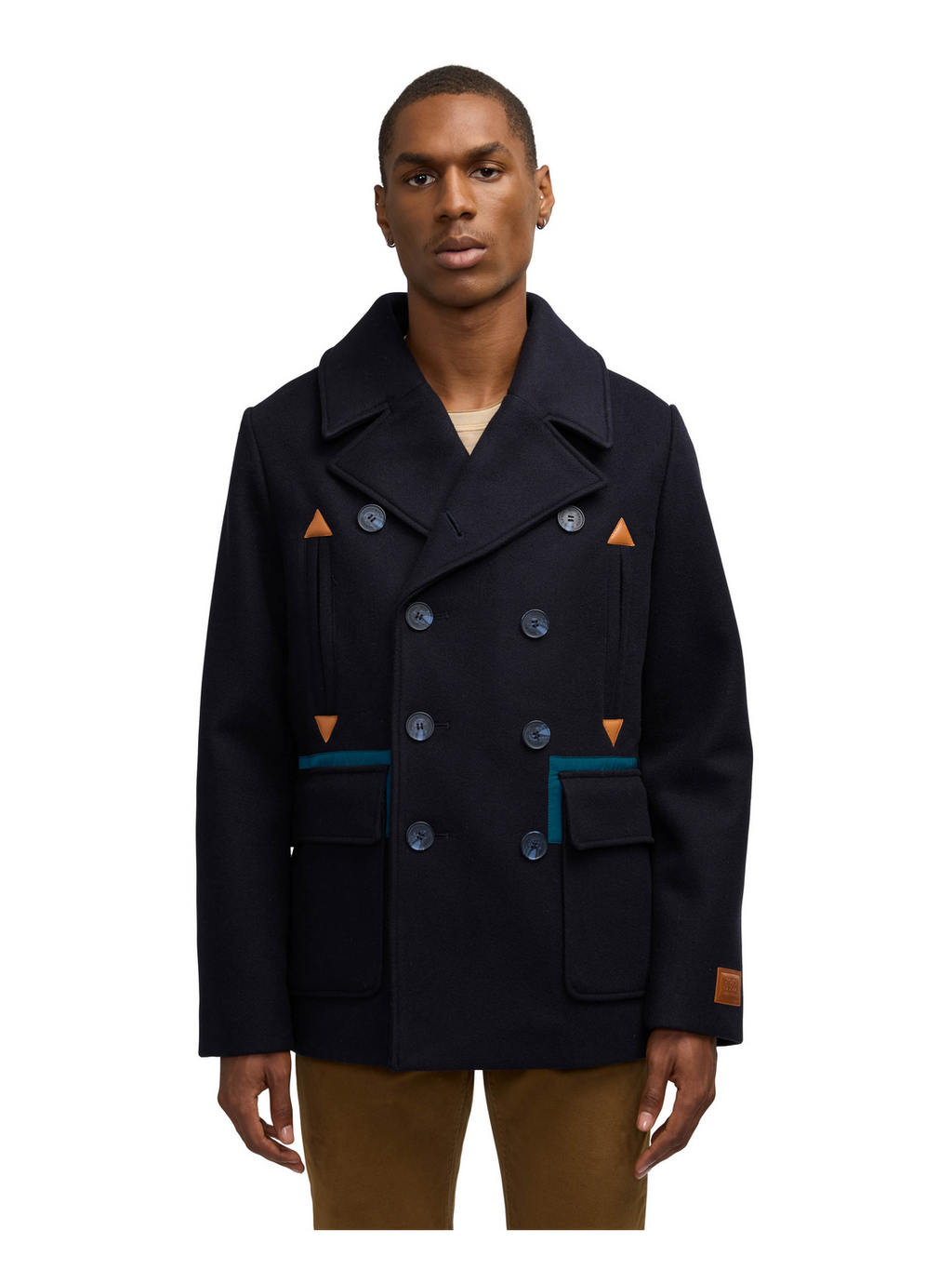 Izak Peacoat With Contrast Detail And Removable Collar