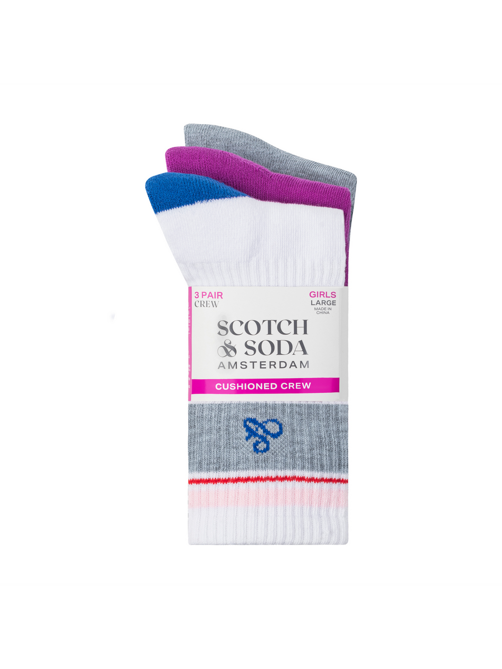Girls' 3-Pack 1/2 Terry Crew Sock