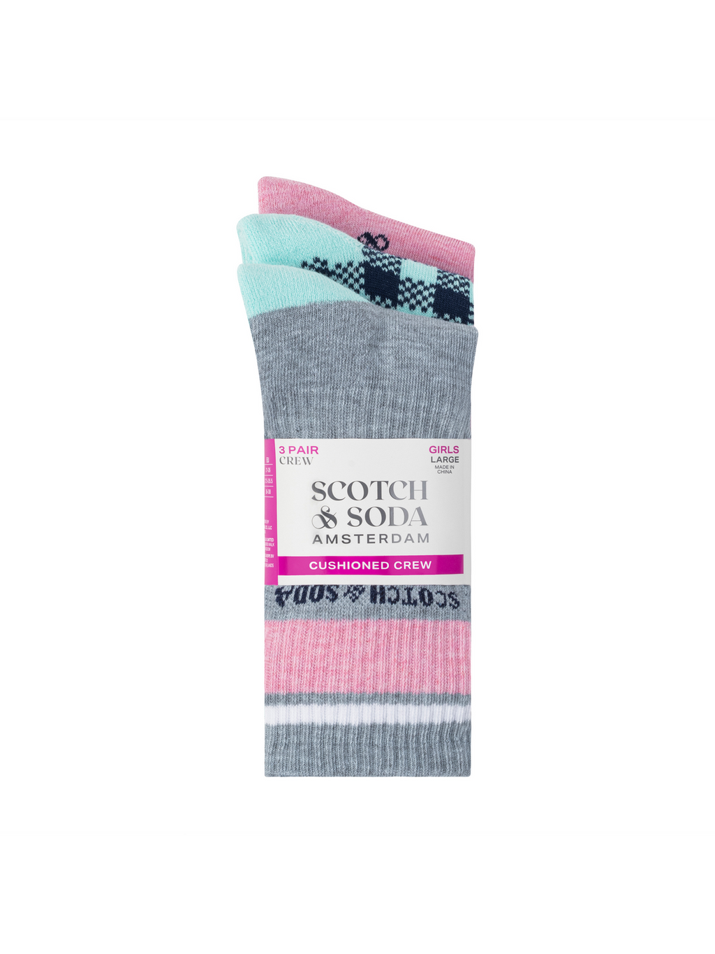 Girls' 3-Pack 1/2 Terry Crew Sock