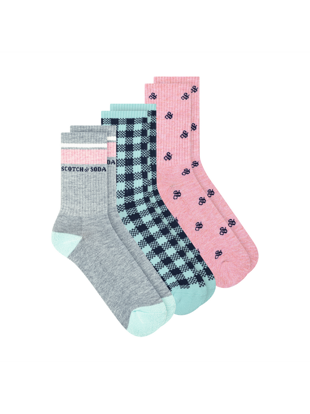 Girls' 3-Pack 1/2 Terry Crew Sock