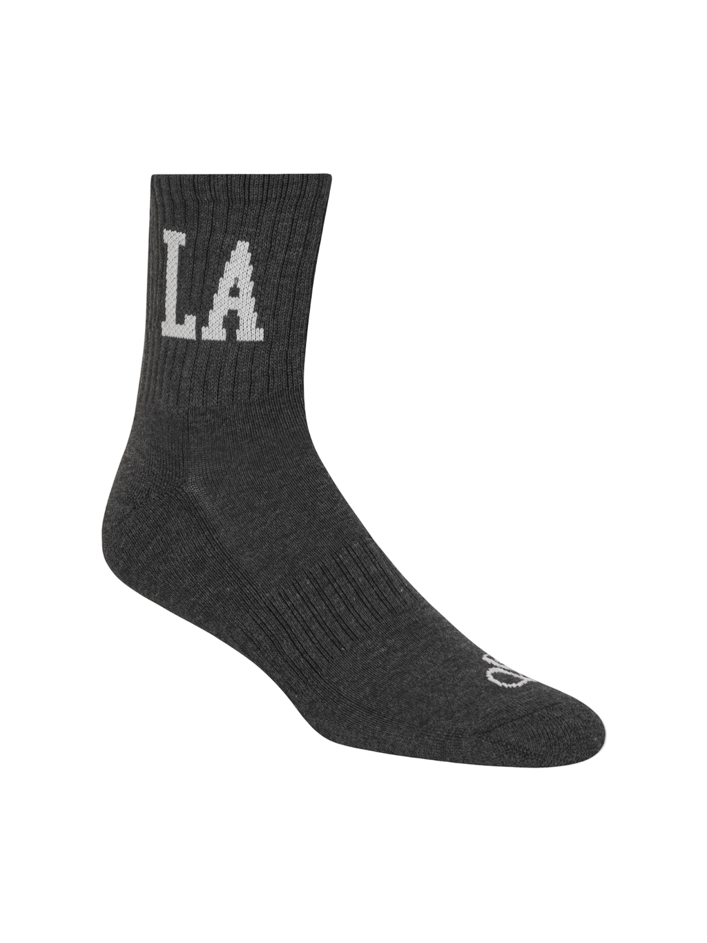 Black sock with 'LA' logo on a white background