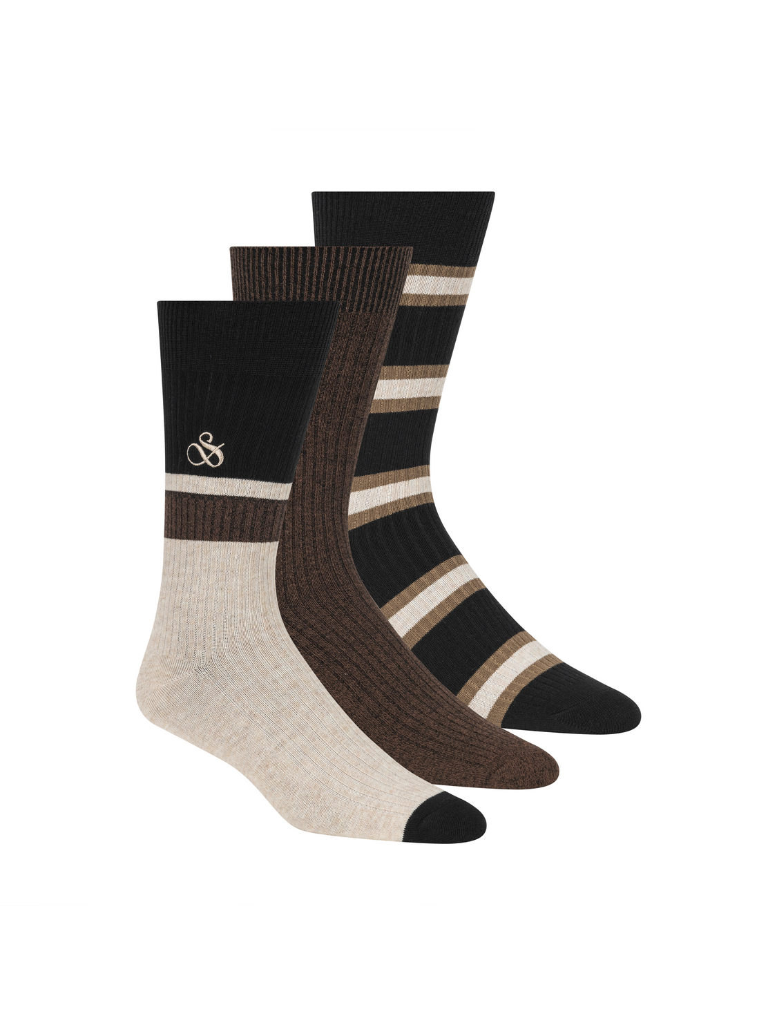 3-Pack 1/2 Non-Terry Cotton Crew Sock