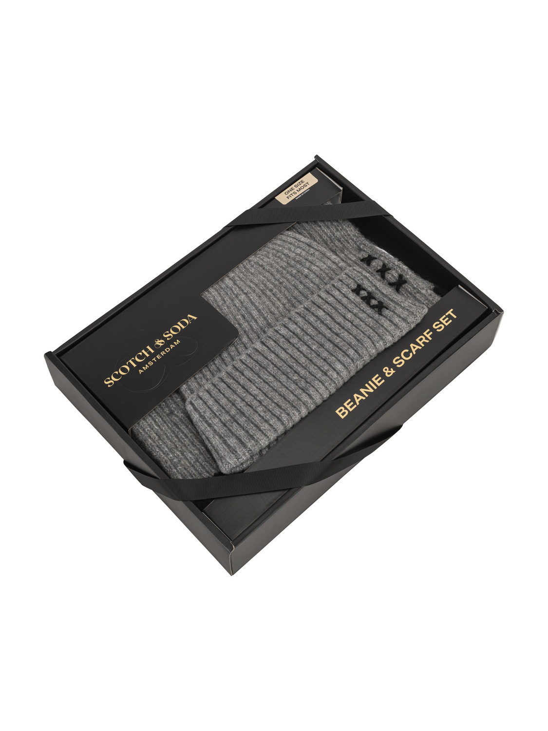 Rib Stitch Cuff Beanie & Scarf Box Set